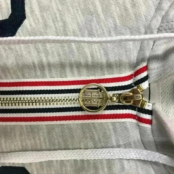 TOMMY HILFIGER 85 Gray Blue Red Small Full Zip Cotton Blend Hoodie Jacket - Picture 5 of 9